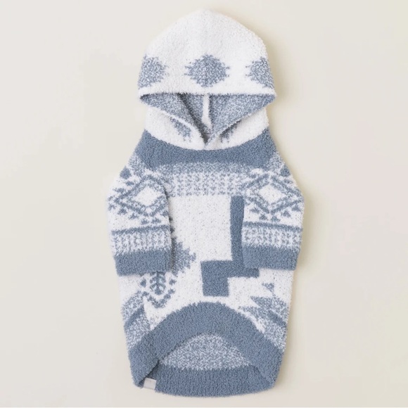 NWT Barefoot Dreams CozyChic Patchwork Pet Hoodie Dog Sweater Cream Stone - Picture 2 of 6